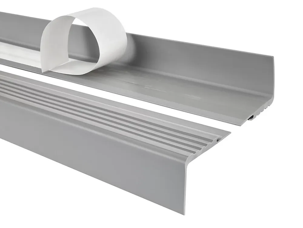 Quest Nez de marche PVC 48x42mm, , profilé d'escalier PMW, auto-adhésif, antidérapant, d'escalier-protection, gris, 1.5m- Nez De Marche|Nez De Marche