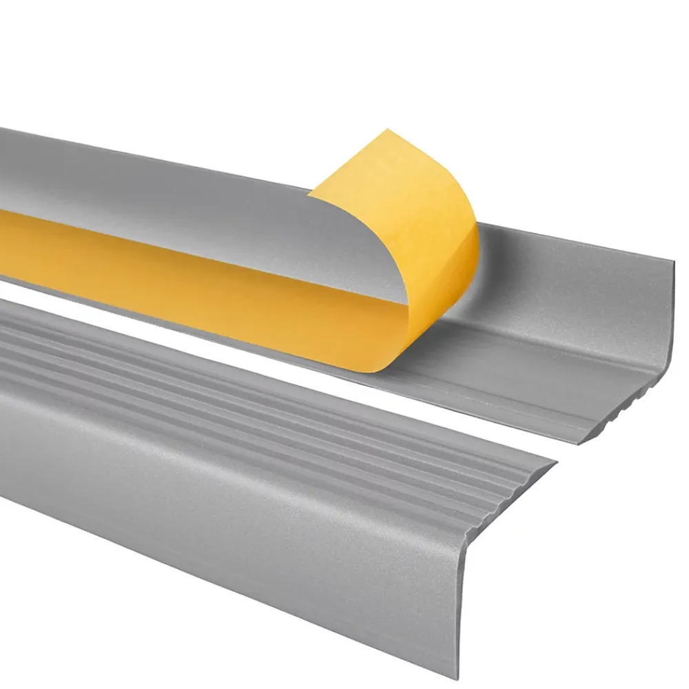 Quest Nez De Marche|Nez De Marche<Nez de marche PVC 50x42mm, , profilé d'escalier RGP, auto-adhésif, antidérapant, d'escalier-protection, argenté, 1.5m
