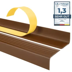 Quest Nez de marche PVC 40x25mm, , profilé d'escalier ND, auto-adhésif, antidérapant, d'escalier-protection, marron, 1.3m- Nez De Marche|Nez De Marche