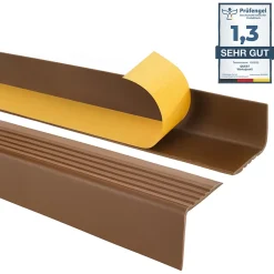 Quest Nez de marche PVC 50x42mm, , profilé d'escalier RGP, auto-adhésif, antidérapant, d'escalier-protection, marron, 1.65m- Nez De Marche|Nez De Marche