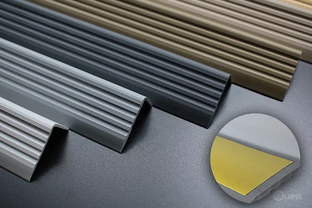 Quest Nez de marche PVC 40x25mm, , profilé d'escalier ND, auto-adhésif, antidérapant, d'escalier-protection, transparent, 1.8m- Nez De Marche|Nez De Marche