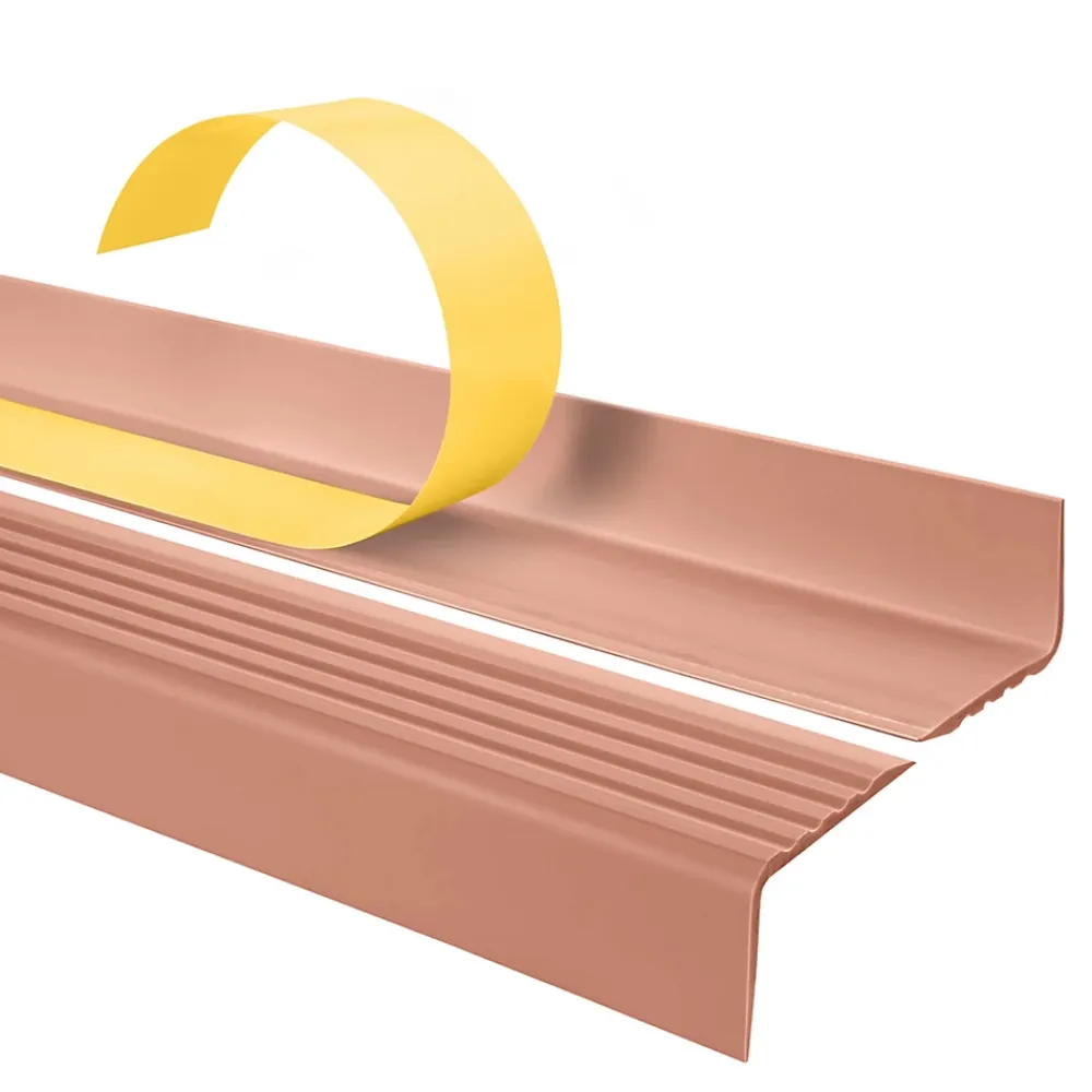 Quest Nez de marche PVC 40x25mm, , profilé d'escalier ND, auto-adhésif, antidérapant, d'escalier-protection, marron clair, 1.1m- Nez De Marche|Nez De Marche