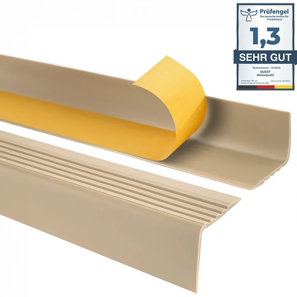 Quest Nez De Marche|Nez De Marche<Nez de marche PVC 50x42mm, , profilé d'escalier RGP, auto-adhésif, antidérapant, d'escalier-protection, beige, 1.8m