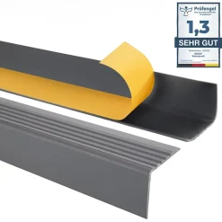 Quest Nez De Marche|Nez De Marche<Nez de marche PVC 50x42mm, , profilé d'escalier RGP, auto-adhésif, antidérapant, d'escalier-protection, gris foncé, 1m