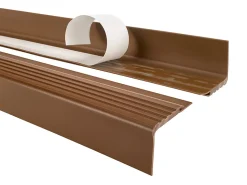 Quest Nez de marche PVC 48x42mm, , profilé d'escalier PMW, auto-adhésif, antidérapant, d'escalier-protection, marron, 1m- Nez De Marche|Nez De Marche
