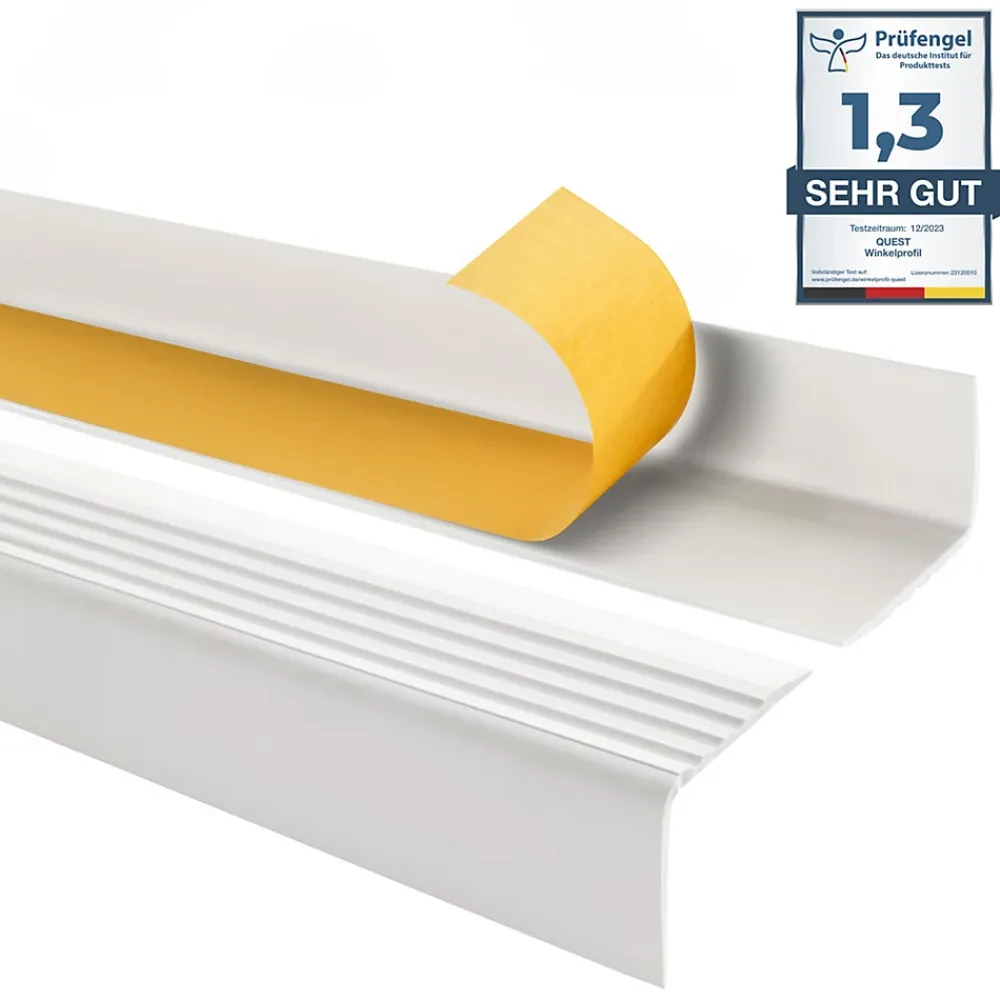 Quest Nez De Marche|Nez De Marche<Nez de marche PVC 50x42mm, , profilé d'escalier RGP, auto-adhésif, antidérapant, d'escalier-protection, blanc, 1.1m