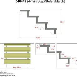 Vinuovo Accessoire D'Escalier<Pack 2 pièces - Limon acier galvanisé 4 marches - H 68cm - Option contremarches