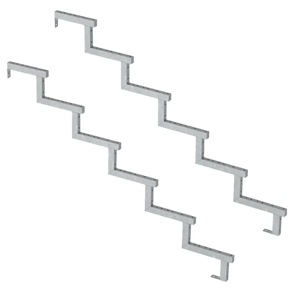 Vinuovo Accessoire D'Escalier<Pack 2 pièces - Limon acier galvanisé 6 marches - H 102cm - Option contremarches