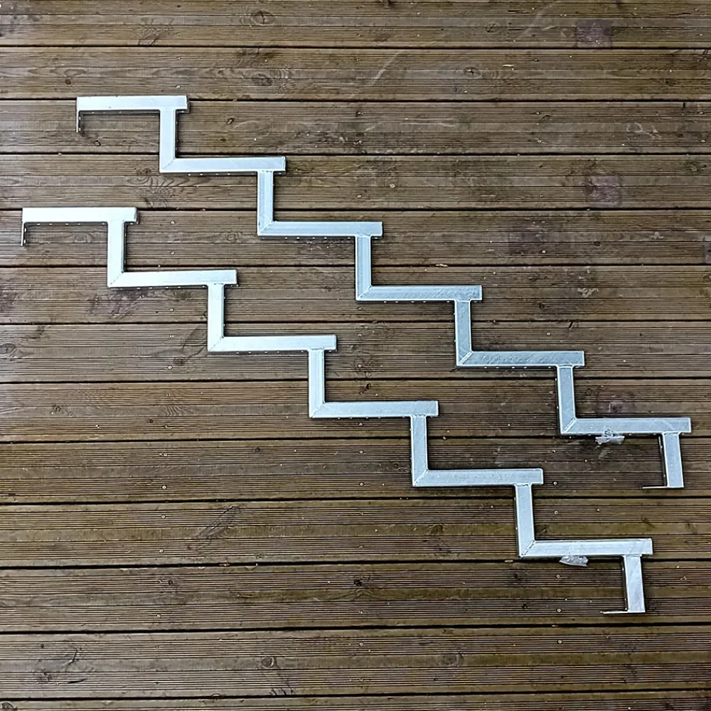 Vinuovo Accessoire D'Escalier<Pack 2 pièces - Limon acier galvanisé 6 marches - H 102cm - Option contremarches