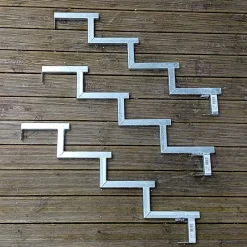 Vinuovo Pack 3 pièces - Limon acier galvanisé 4 marches - H 68cm - Option contremarches- Accessoire D'Escalier