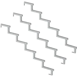 Vinuovo Accessoire D'Escalier<Pack 3 pièces - Limon acier galvanisé 6 marches - H 102cm - Option contremarches