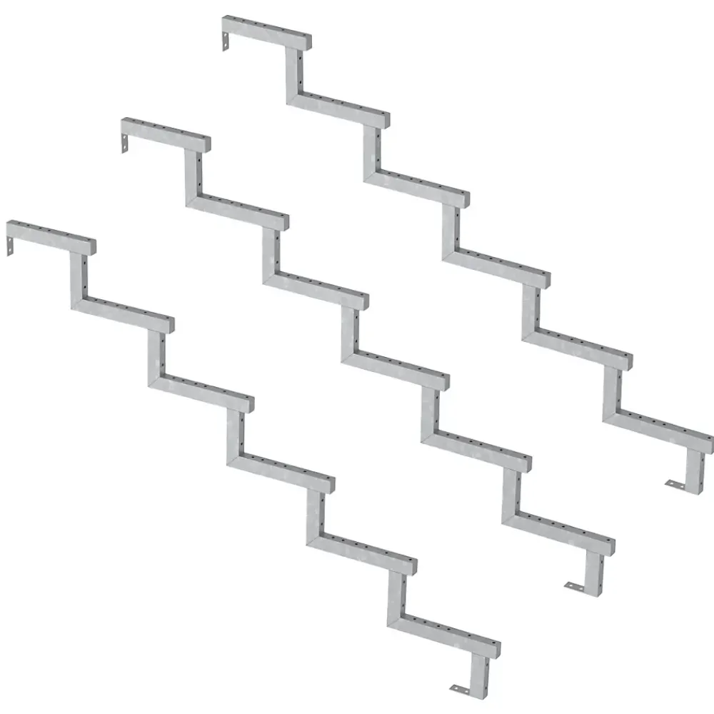 Vinuovo Accessoire D'Escalier<Pack 3 pièces - Limon acier galvanisé 6 marches - H 102cm - Option contremarches