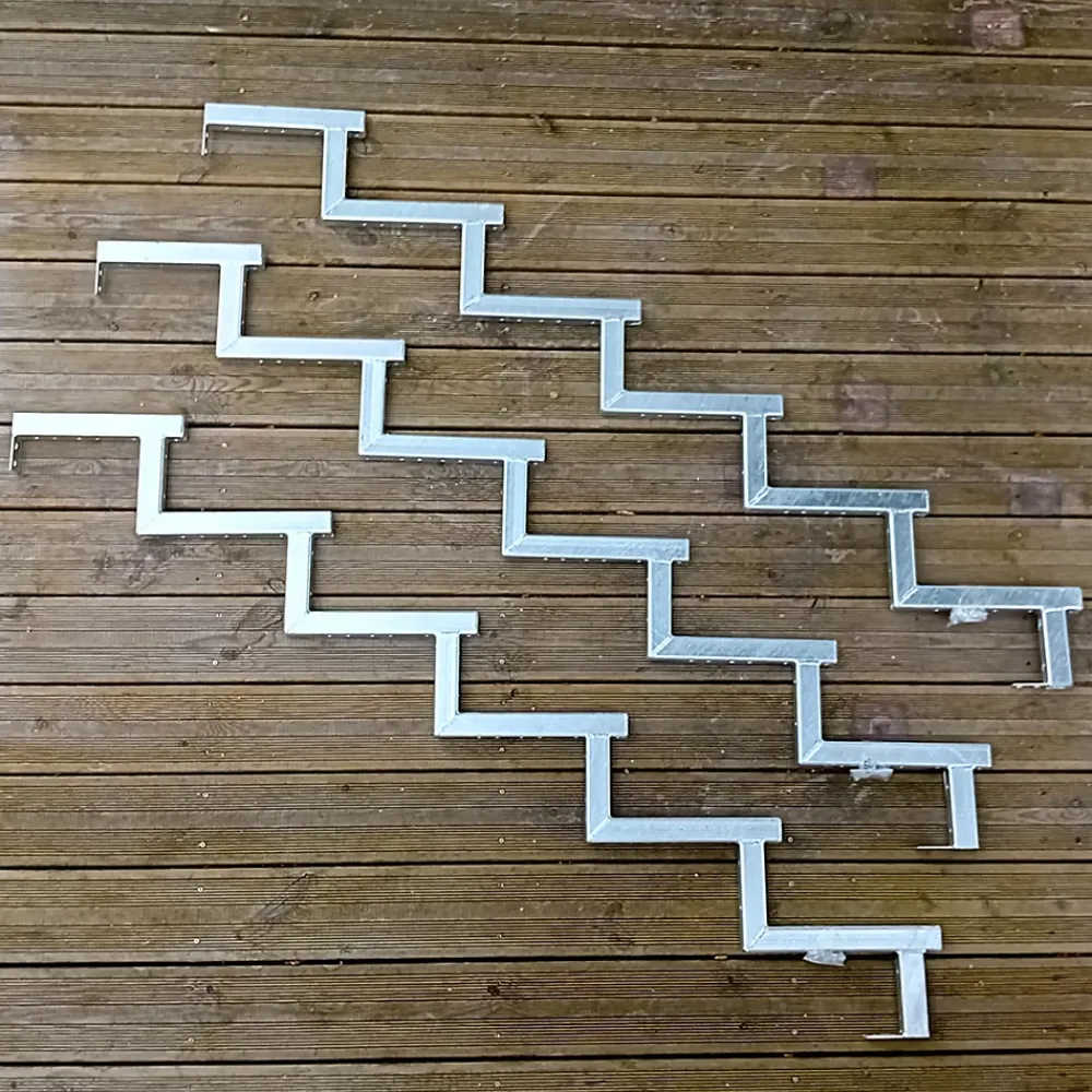 Vinuovo Accessoire D'Escalier<Pack 3 pièces - Limon acier galvanisé 6 marches - H 102cm - Option contremarches