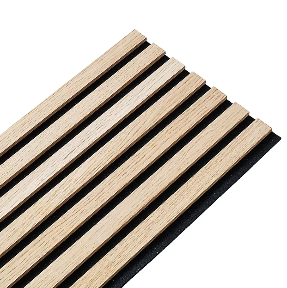 Decoon Panneau Tasseau Bois<Pack Acoustic Mur TV tasseaux bois - Lot de 5 panneaux 250x30x1,9 cm - Lamelles chêne clair véritable fond noir - 3,75m²