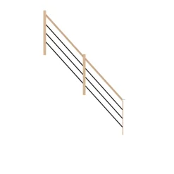 Fortia Garde-Corps, Balustrade<Pack balustrade verticale hêtre coloris naturel et aluminium noir h.100,5 x l.271,8 cm