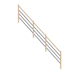 Fortia Garde-Corps, Balustrade<Pack balustrade verticale hêtre coloris naturel et aluminium noir h.105,8 x l.346,8 cm