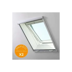 Volet-Moustiquaire Pack éco de 2 moustiquaire enroulables verticales pour fenêtre de toit alu L 140 cm x H 150 cm Blanc- Moustiquaire Pour Fenêtre De Toit