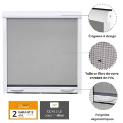 Volet-Moustiquaire Moustiquaire Pour Fenêtre<Pack éco de 4 moustiquaires enroulables alu H170 cm x L160 cm blanc