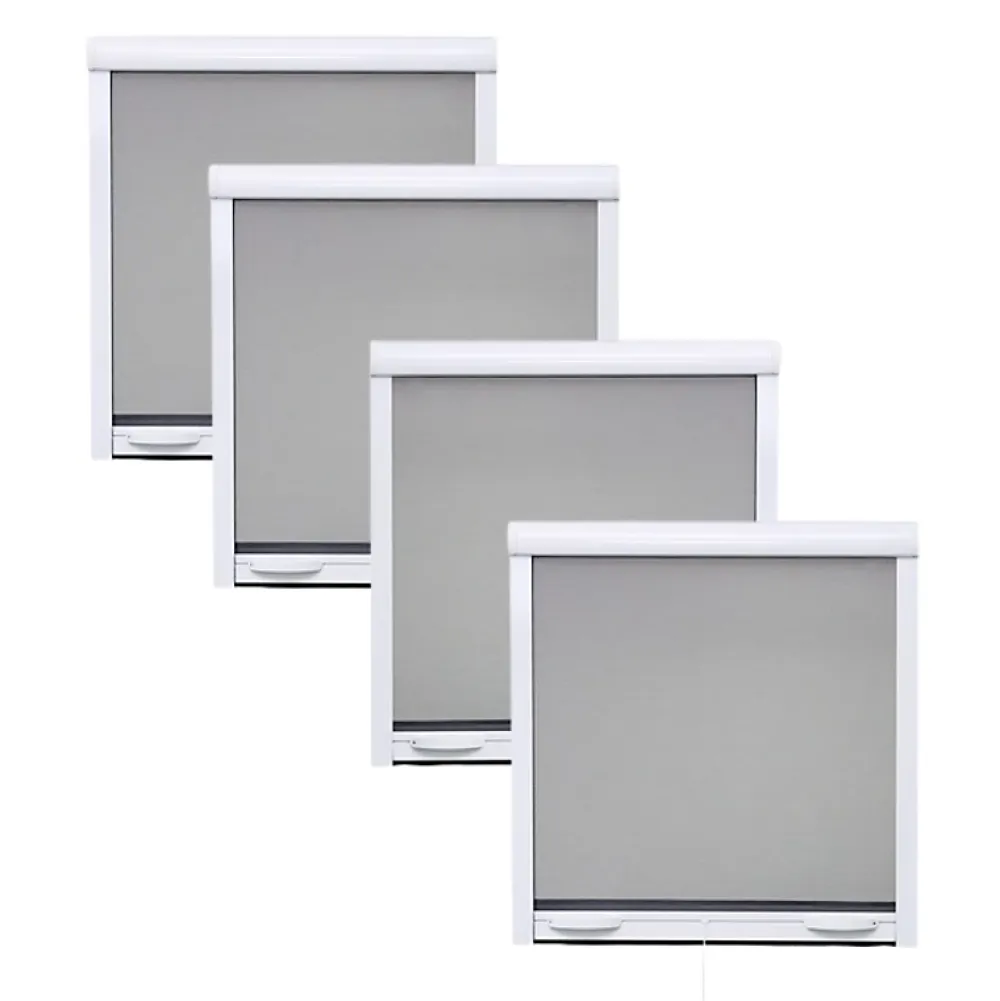 Volet-Moustiquaire Pack éco de 4 moustiquaires enroulables alu H145 cm x L130 cm blanc- Moustiquaire Pour Fenêtre