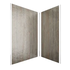 Galedo Panneau Mural De Salle De Bains<Pack de 2 panneaux muraux de salle de bains, marron effet bois avec profilés chromés, l.120+90 x H.210 x P.0,3 cm, Homestone