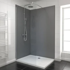 Galedo Panneau Mural De Salle De Bains<Pack de 2 panneaux muraux de salle de bains, gris foncé avec profilés noirs, l.120+90 x H.210 x P.0,3 cm, Alucolors
