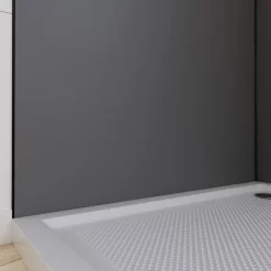 Galedo Pack de 2 panneaux muraux de salle de bains, gris foncé avec profilés noirs, l.90+90 x H.210 x P.0,3 cm, Alucolors- Panneau Mural De Salle De Bains