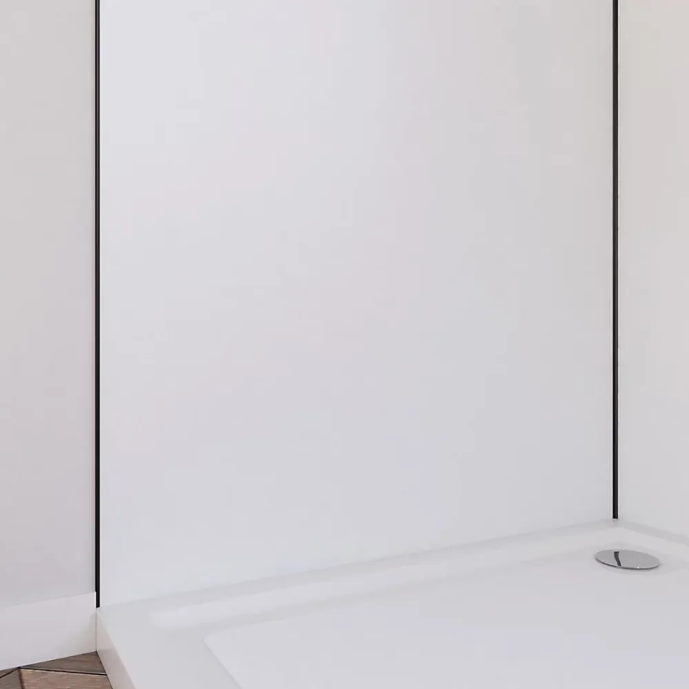 Galedo Pack de 2 panneaux muraux de salle de bains, blanc avec profilés noirs, l.90+90 x H.210 x P.0,3 cm, Alucolors- Panneau Mural De Salle De Bains