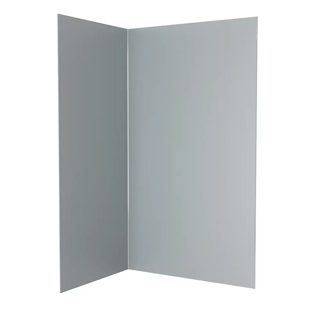 Galedo Pack de 2 panneaux muraux de salle de bains, gris avec profilés chromés, l.120+90 x H.210 x P.0,3 cm, Alucolors- Panneau Mural De Salle De Bains
