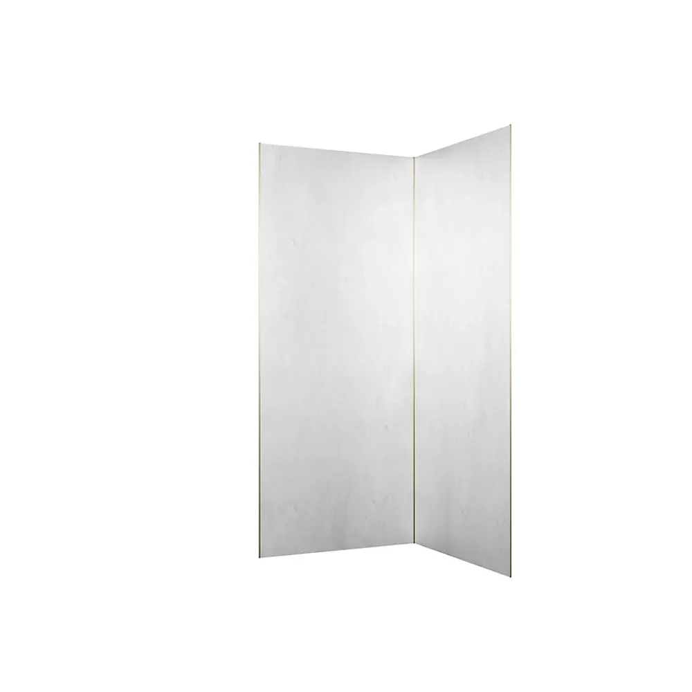 Galedo Panneau Mural De Salle De Bains<Pack de 2 panneaux muraux de salle de bains, blanc effet pierre avec profilés dorés, l.90+90 x H.210 x P.0,3 cm, Homestone
