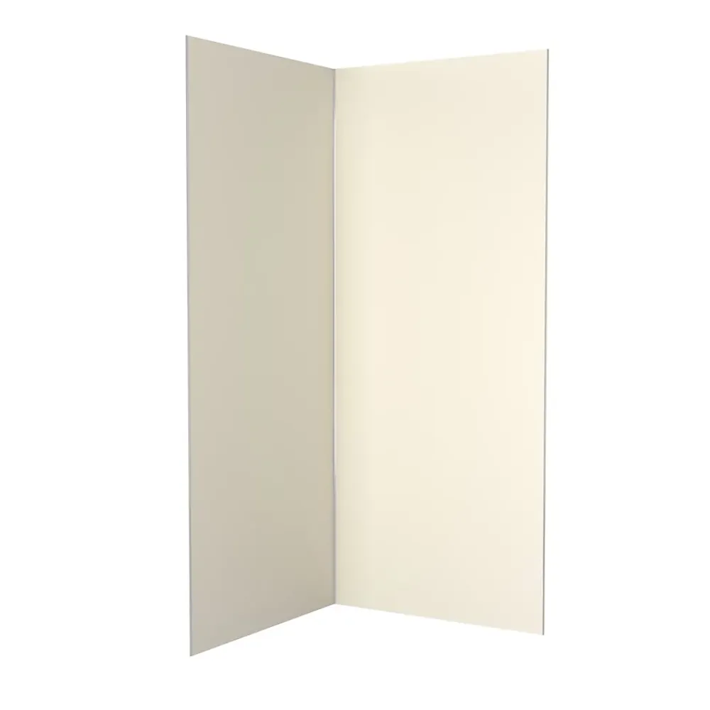 Galedo Panneau Mural De Salle De Bains<Pack de 2 panneaux muraux de salle de bains, ivoire avec profilés chromés, l.90+90 x H.210 x P.0,3 cm, Alucolors