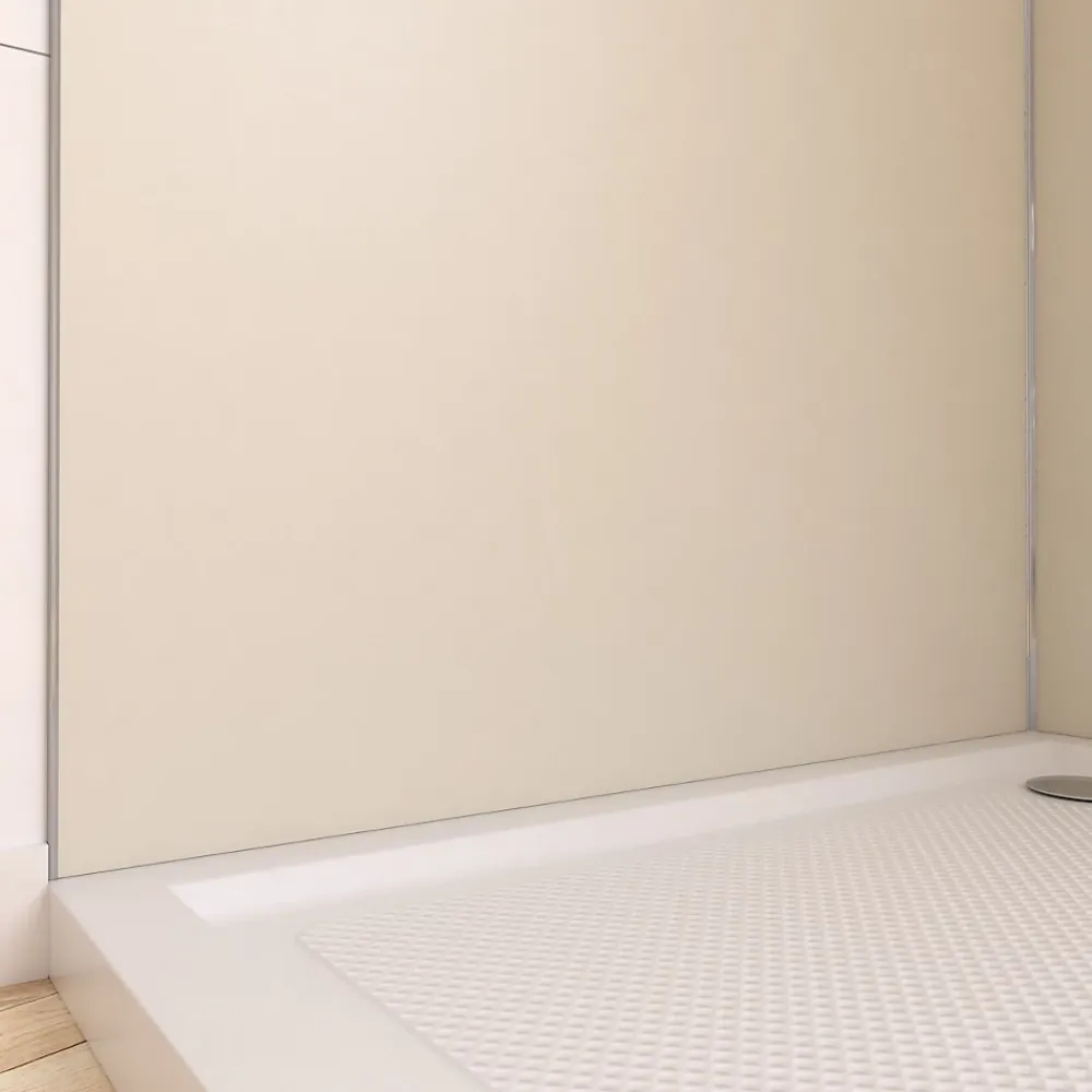 Galedo Panneau Mural De Salle De Bains<Pack de 2 panneaux muraux de salle de bains, ivoire avec profilés chromés, l.90+90 x H.210 x P.0,3 cm, Alucolors