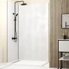 Galedo Panneau Mural De Salle De Bains<Pack de 2 panneaux muraux de salle de bains, blanc effet pierre avec profilés noirs, l.120+90 x H.210 x P.0,3 cm, Homestone