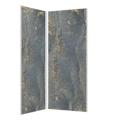 Galedo Panneau Mural De Salle De Bains<Pack de 2 panneaux muraux de salle de bains, gris et doré effet marbre avec profilés chromés, l.90+90 x H.210 x P.0,3 cm, Homestone