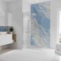Schulte Panneau Mural De Salle De Bains<Pack de 2 panneaux muraux de salle de bains l.100 x H.255 cm, effet marbre bleu, DécoDesign Softtouch