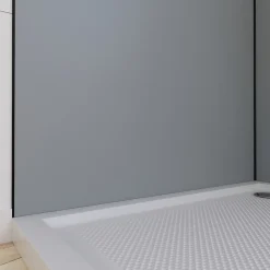 Galedo Pack de 2 panneaux muraux de salle de bains, gris avec profilés noirs, l.90+90 x H.210 x P.0,3 cm, Alucolors- Panneau Mural De Salle De Bains
