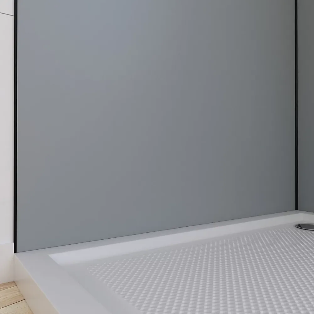Galedo Pack de 2 panneaux muraux de salle de bains, gris avec profilés noirs, l.90+90 x H.210 x P.0,3 cm, Alucolors- Panneau Mural De Salle De Bains