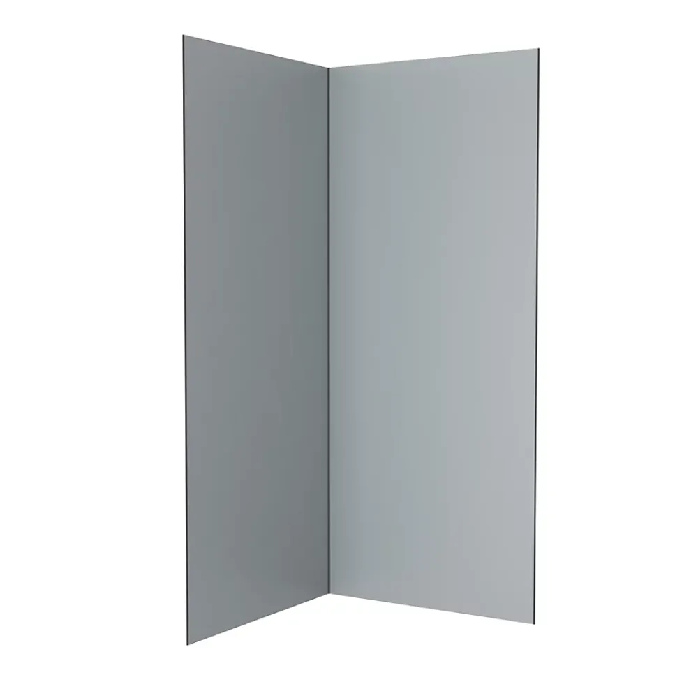 Galedo Pack de 2 panneaux muraux de salle de bains, gris avec profilés noirs, l.90+90 x H.210 x P.0,3 cm, Alucolors- Panneau Mural De Salle De Bains