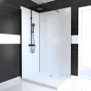 Galedo Pack de 2 panneaux muraux de salle de bains, blanc avec profilés noirs, l.120+90 x H.210 x P.0,3 cm, Alucolors- Panneau Mural De Salle De Bains