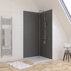 Galedo Panneau Mural De Salle De Bains<Pack de 2 panneaux muraux de salle de bains, gris foncé avec profilés chromés, l.90+90 x H.210 x P.0,3 cm, Alucolors