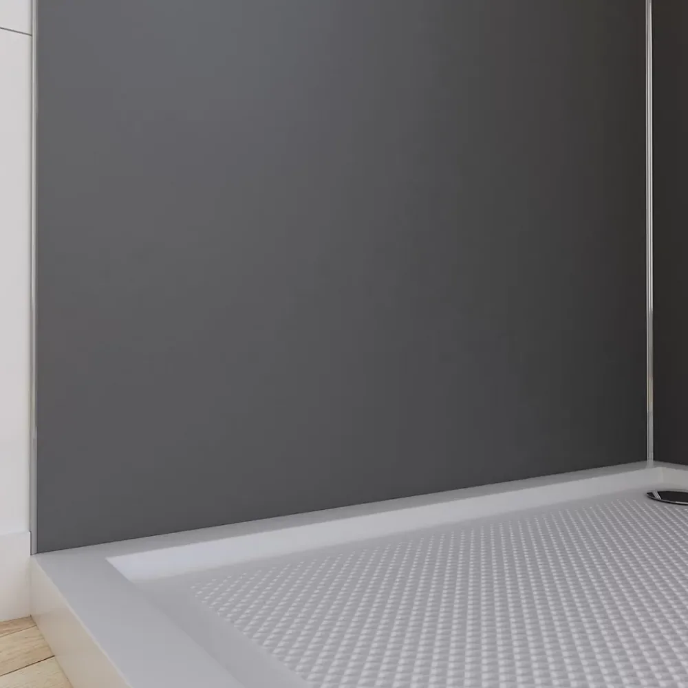 Galedo Panneau Mural De Salle De Bains<Pack de 2 panneaux muraux de salle de bains, gris foncé avec profilés chromés, l.90+90 x H.210 x P.0,3 cm, Alucolors