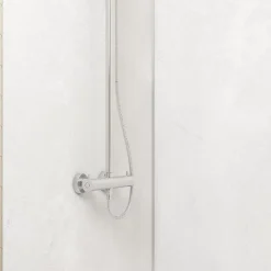 Galedo Panneau Mural De Salle De Bains<Pack de 2 panneaux muraux de salle de bains, blanc effet pierre avec profilés chromés, l.120+90 x H.210 x P.0,3 cm, Homestone
