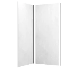 Galedo Pack de 2 panneaux muraux de salle de bains, blanc effet pierre avec profilés noirs, l.90+90 x H.210 x P.0,3 cm, Homestone- Panneau Mural De Salle De Bains