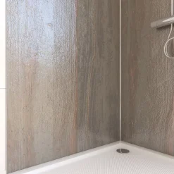 Galedo Panneau Mural De Salle De Bains<Pack de 2 panneaux muraux de salle de bains, marron effet pierre avec profilés chromés, l.90+90 x H.210 x P.0,3 cm, Homestone