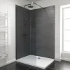 Galedo Panneau Mural De Salle De Bains<Pack de 2 panneaux muraux de salle de bains, gris foncé effet ardoise avec profilés noirs, l.120+90 x H.210 x P.0,3 cm, Homestone