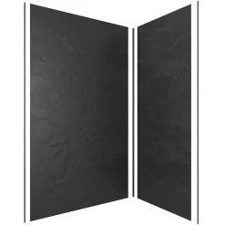 Galedo Panneau Mural De Salle De Bains<Pack de 2 panneaux muraux de salle de bains, gris foncé effet ardoise avec profilés noirs, l.120+90 x H.210 x P.0,3 cm, Homestone