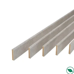 Forestea Pack de 5 plinthes bord arrondi MDF Revêtues gris D5 2200 x 68 x 9 mm- Moulure