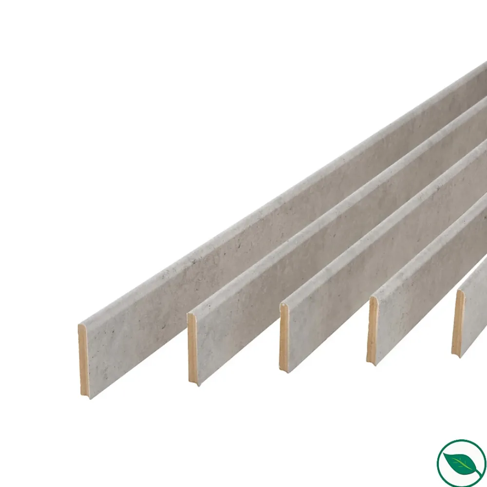 Forestea Pack de 5 plinthes bord arrondi MDF Revêtues gris D5 2200 x 68 x 9 mm- Moulure