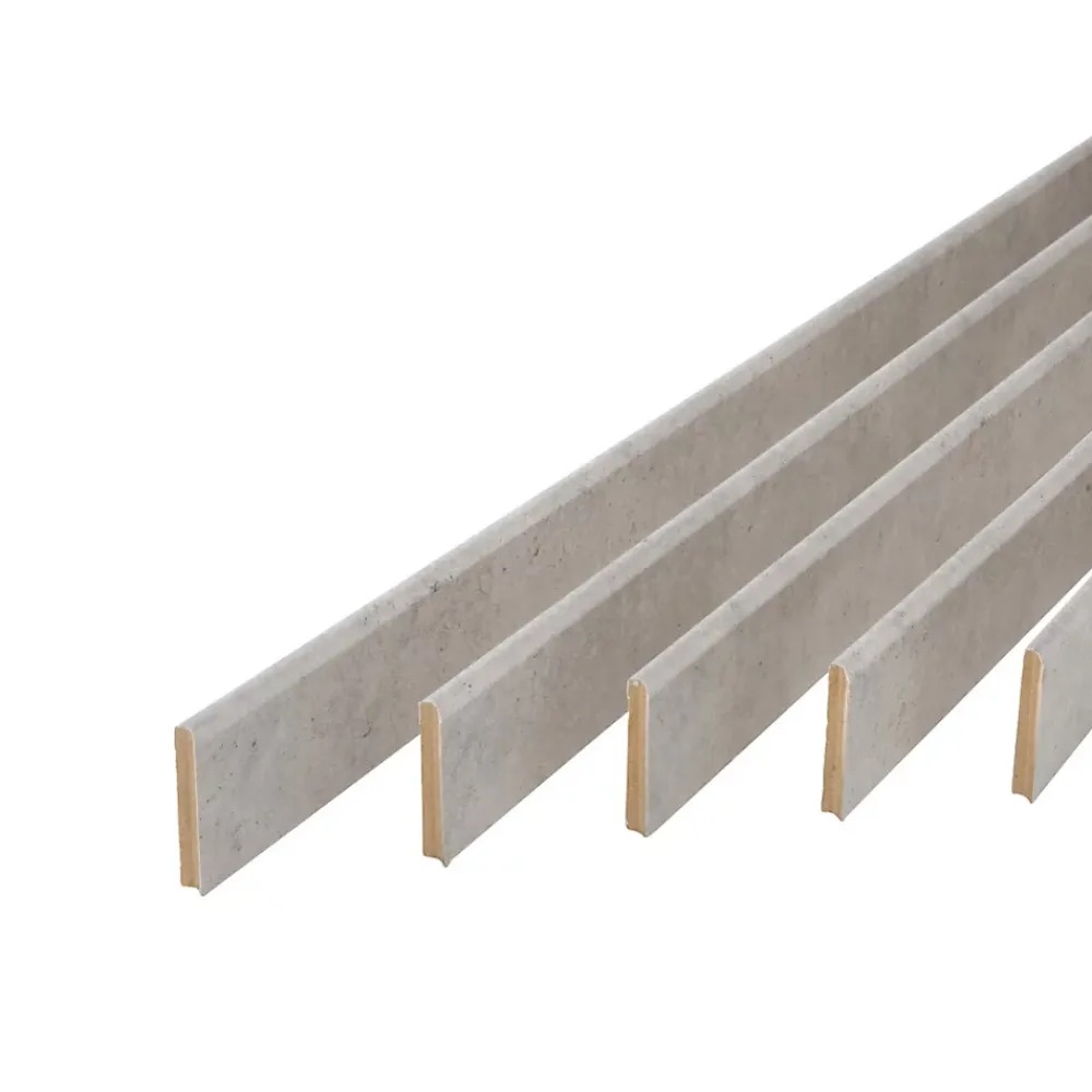 Forestea Pack de 5 plinthes bord arrondi MDF Revêtues gris D5 2200 x 68 x 9 mm- Moulure