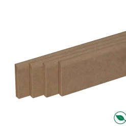 Forestea Pack de 4 plinthes bord arrondi MDF brut 2200 x 70 x 12 mm- Moulure
