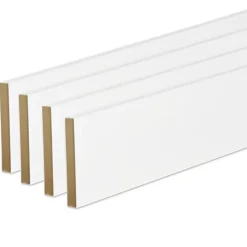 Forestea Pack de 4 plinthes bord carré MDF revêtues blanc 2200 x 68 x 12 mm- Moulure